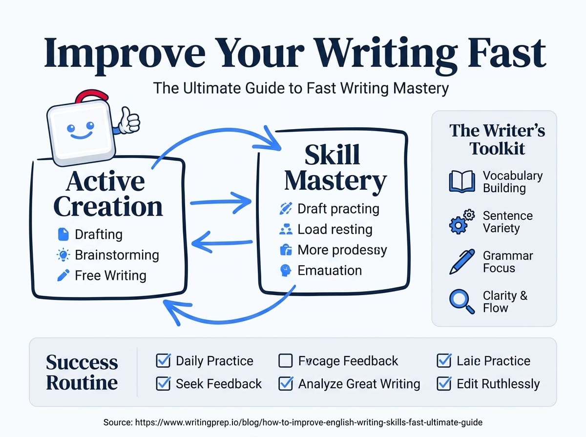 The ultimate guide to improving English writing skills fast — proven methods for IELTS, TOEFL, and academic writing | WritingPrep — featured image