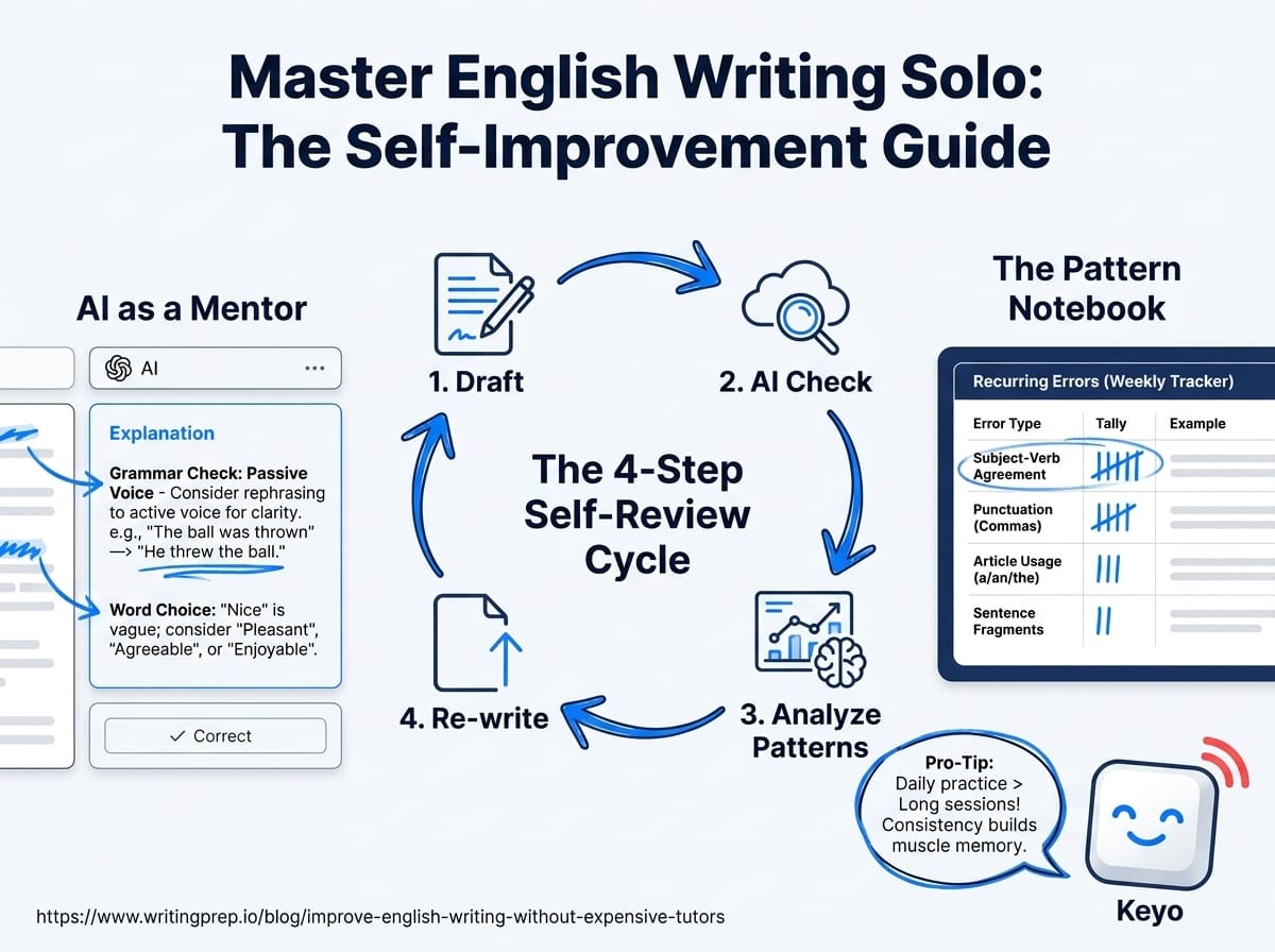 Self-study writing strategies that replace costly tutoring — structured practice, feedback tools, and model texts | WritingPrep