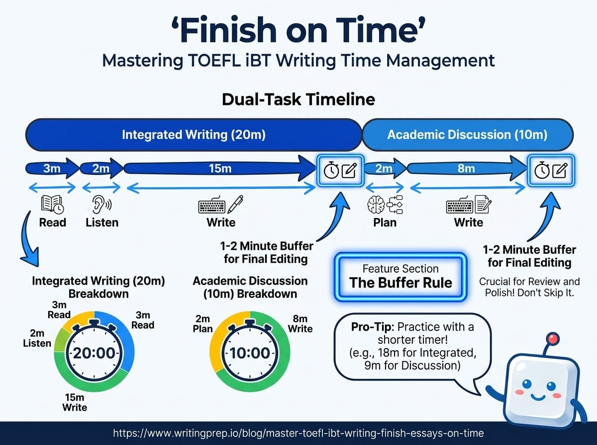 Time management techniques for TOEFL Writing — planning, drafting, and reviewing under exam conditions | WritingPrep