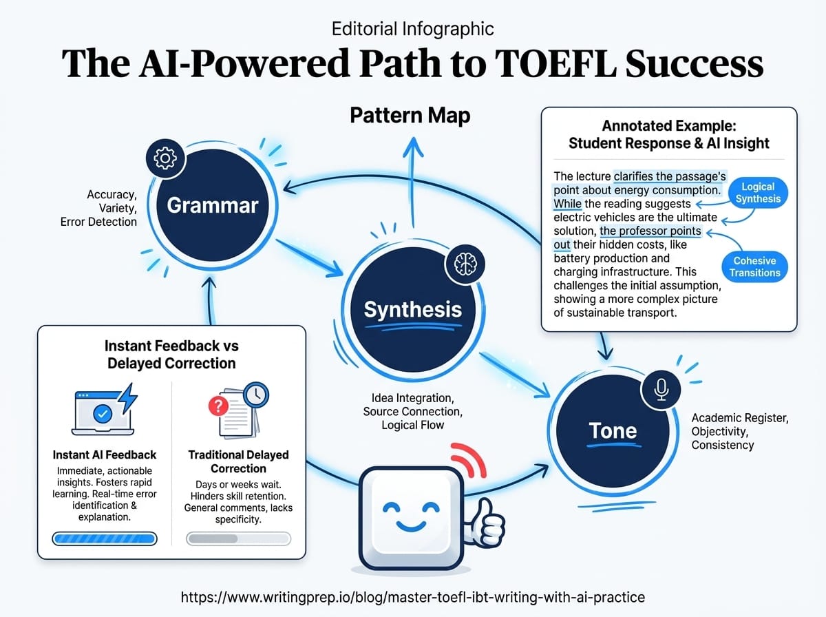 Using AI writing tools to practise TOEFL integrated and academic discussion tasks before exam day | WritingPrep