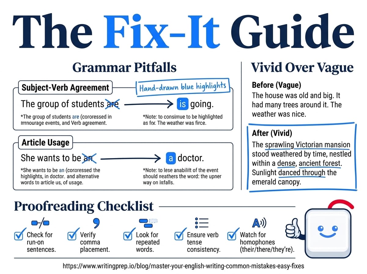 Vocabulary mistakes in English essays — avoiding repetition, informal language, and word-form errors | WritingPrep