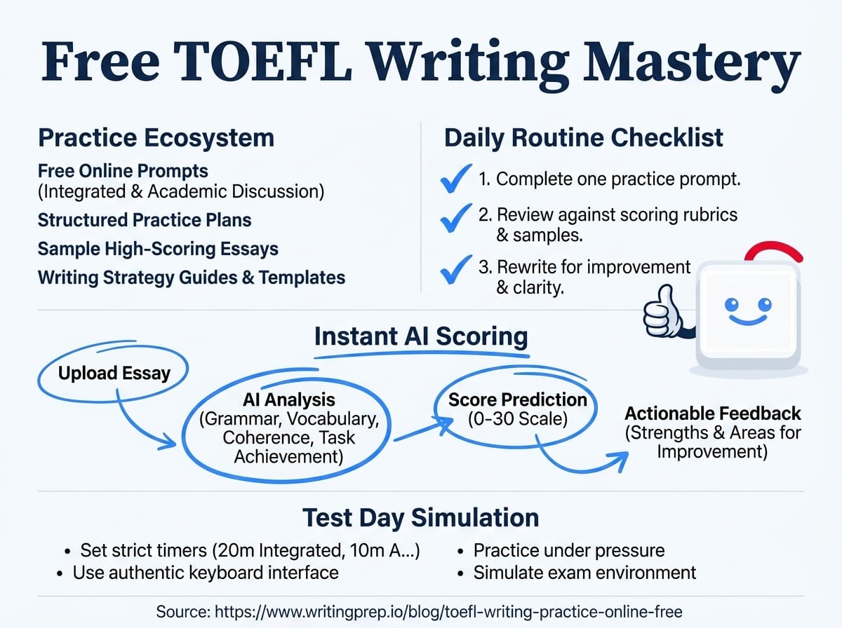 How to structure your TOEFL writing practice sessions online for consistent score improvement | WritingPrep